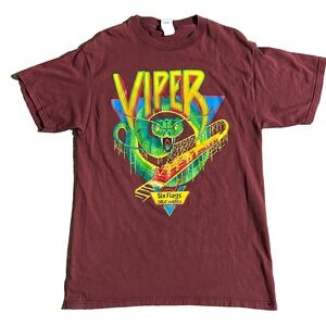 Vintage 90s Six Flags T-Shirt Great America Viper Roller Coaster‎ Graphic L